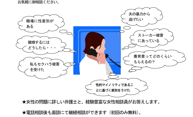 6月27日開催＠全国無料：暴力（DV・ストーカー）や離婚に関する諸問題など女性の権利ホットライン（日本弁護士連合会）